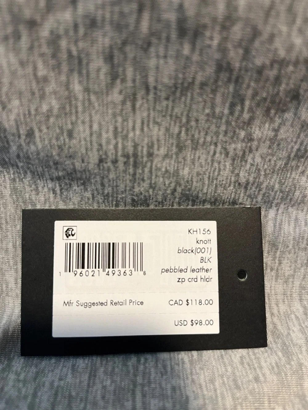 kate spade Black Leather Knot Zip Card Holder